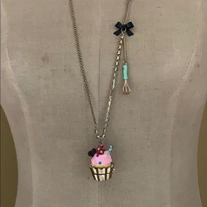 Betsey Johnson Long Cupcake Pendant Necklace